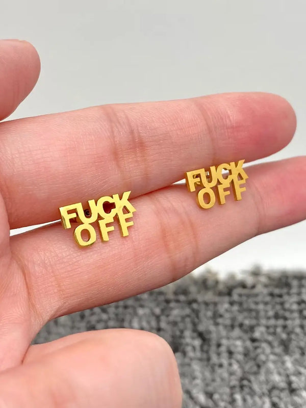 F Off Earrings- Gold