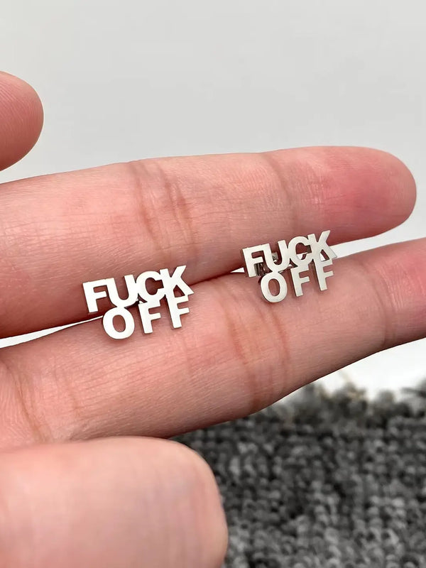 F Off Earrings- Silver