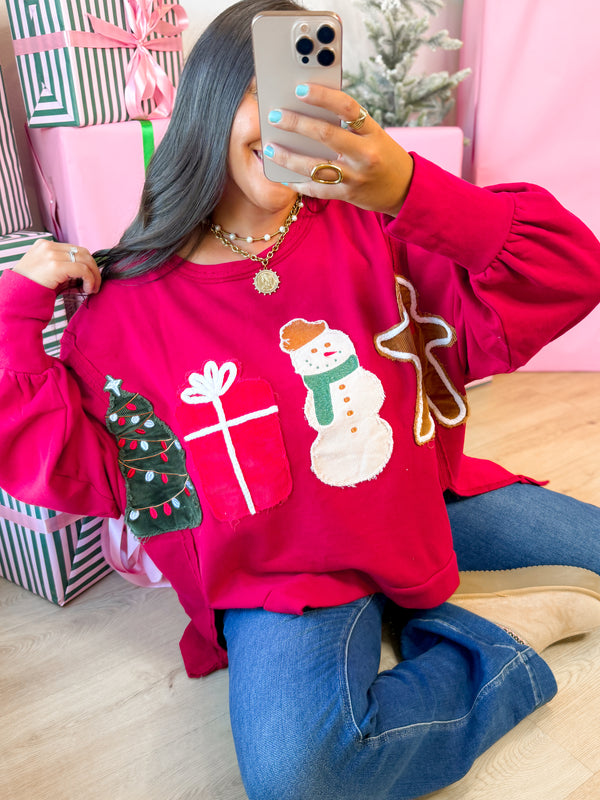 North Pole Nostalgia Sweatshirt- Crimson