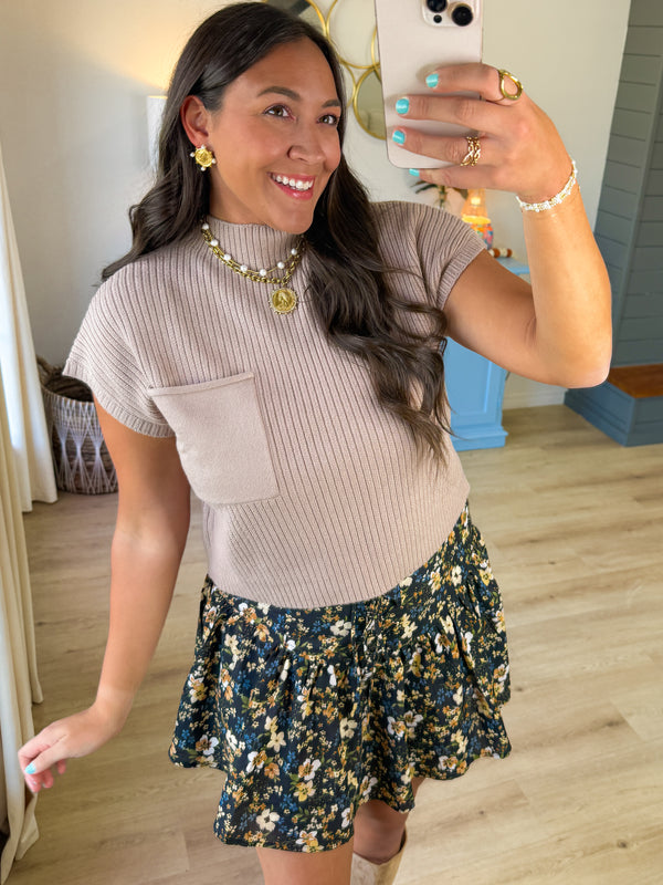 Laurel Lane Knit Top- Taupe