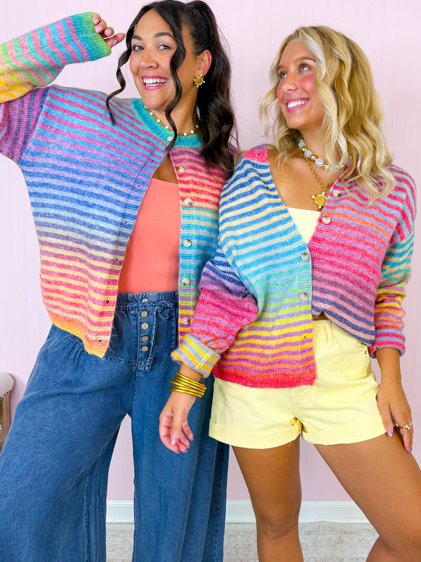 Auggie Striped Cardigan- Rainbow