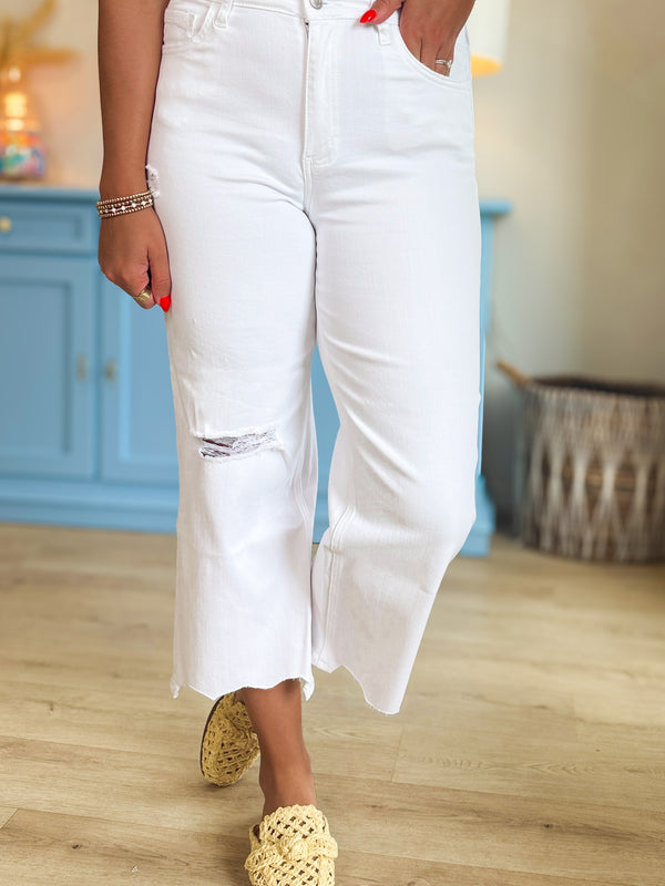 The Stella White Crop Jeans