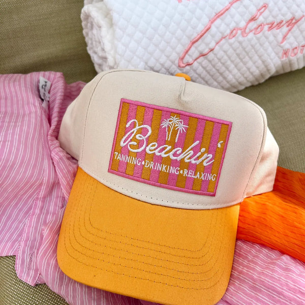 Beachin\' White and Orange Trucker Hat Beachin main image 4