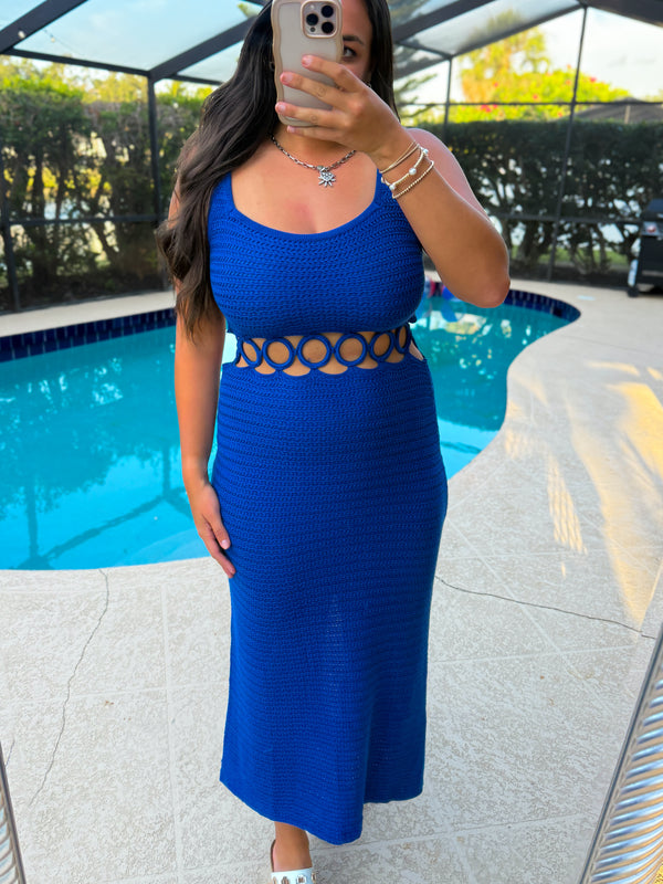 Riviera Ring Cobalt Blue Knit Dress
