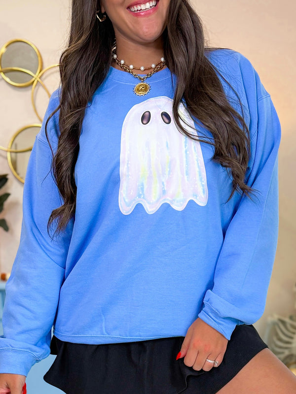 Glitter Ghoul Pullover- Blue