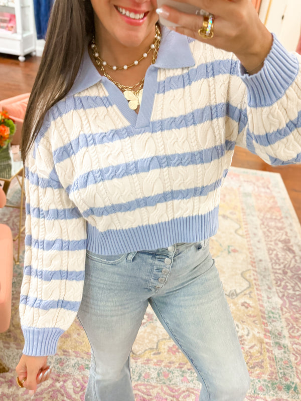 Snowy Shore Cable Knit Sweater