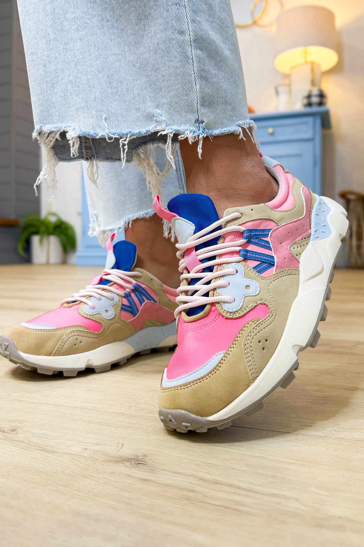 Pink and Blue Athletic Shoes with Suede Finish Cosmic Run Pink + Blue Sneakers – MIA Athletic Streetwear  main image 3