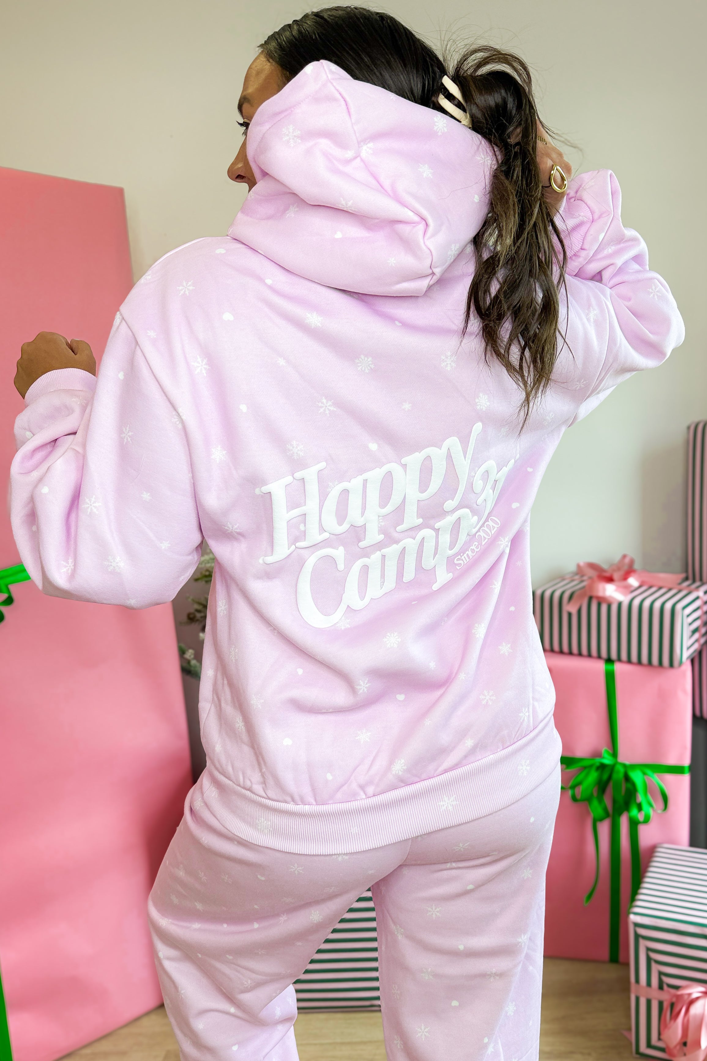 ❤️happy❤️ Snow Angel Puff Core Hoodie – Happy Camp3r Snowflake Print