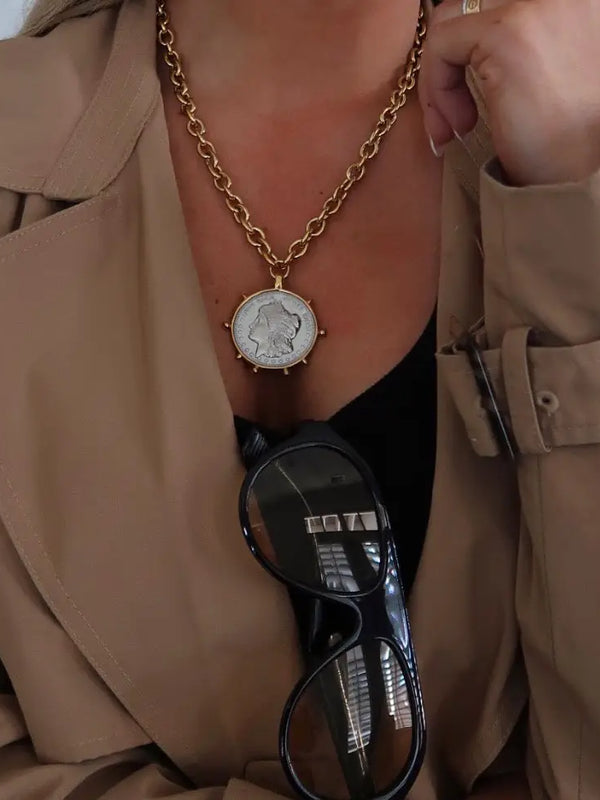 Tori Two Tone Coin Necklace