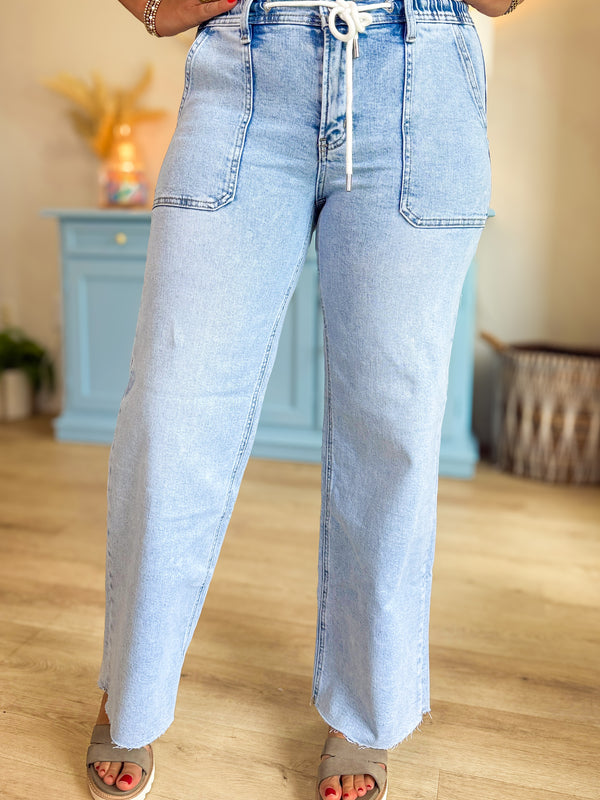 The Lennon Light Wash Drawstring Jeans