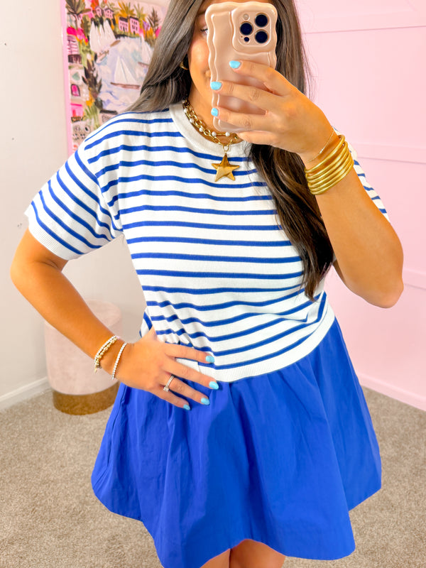 Weekend Pop Blue Striped Tee