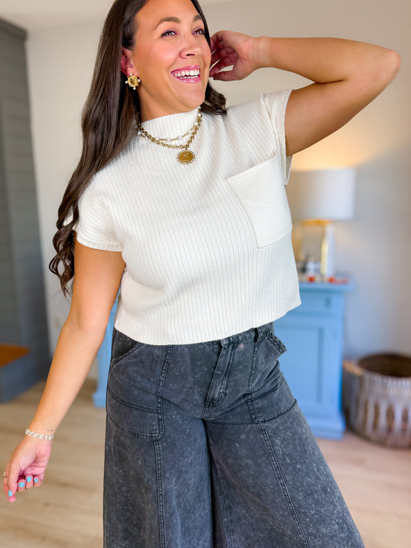 Laurel Lane Knit Top- Cream