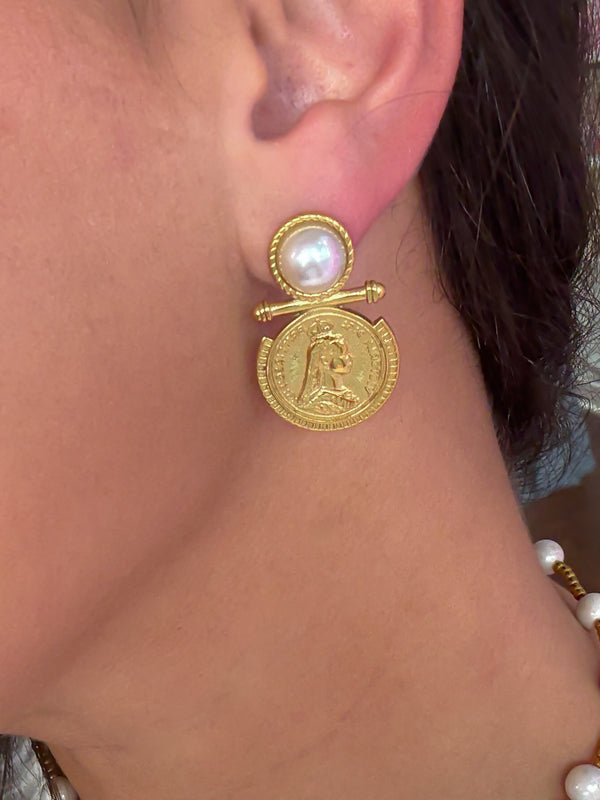 Royal Crest Pearl Earrings