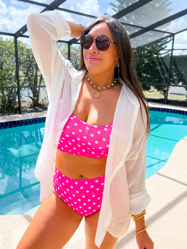 Myrtle Oversized Button Top- White