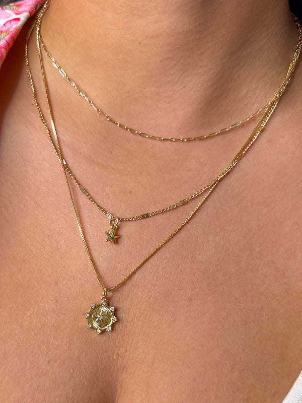 Starburst Pendant Layered Necklace
