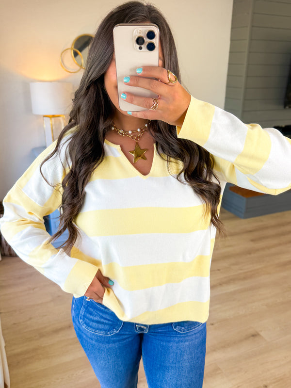 Frosted Lemon Striped Sweater