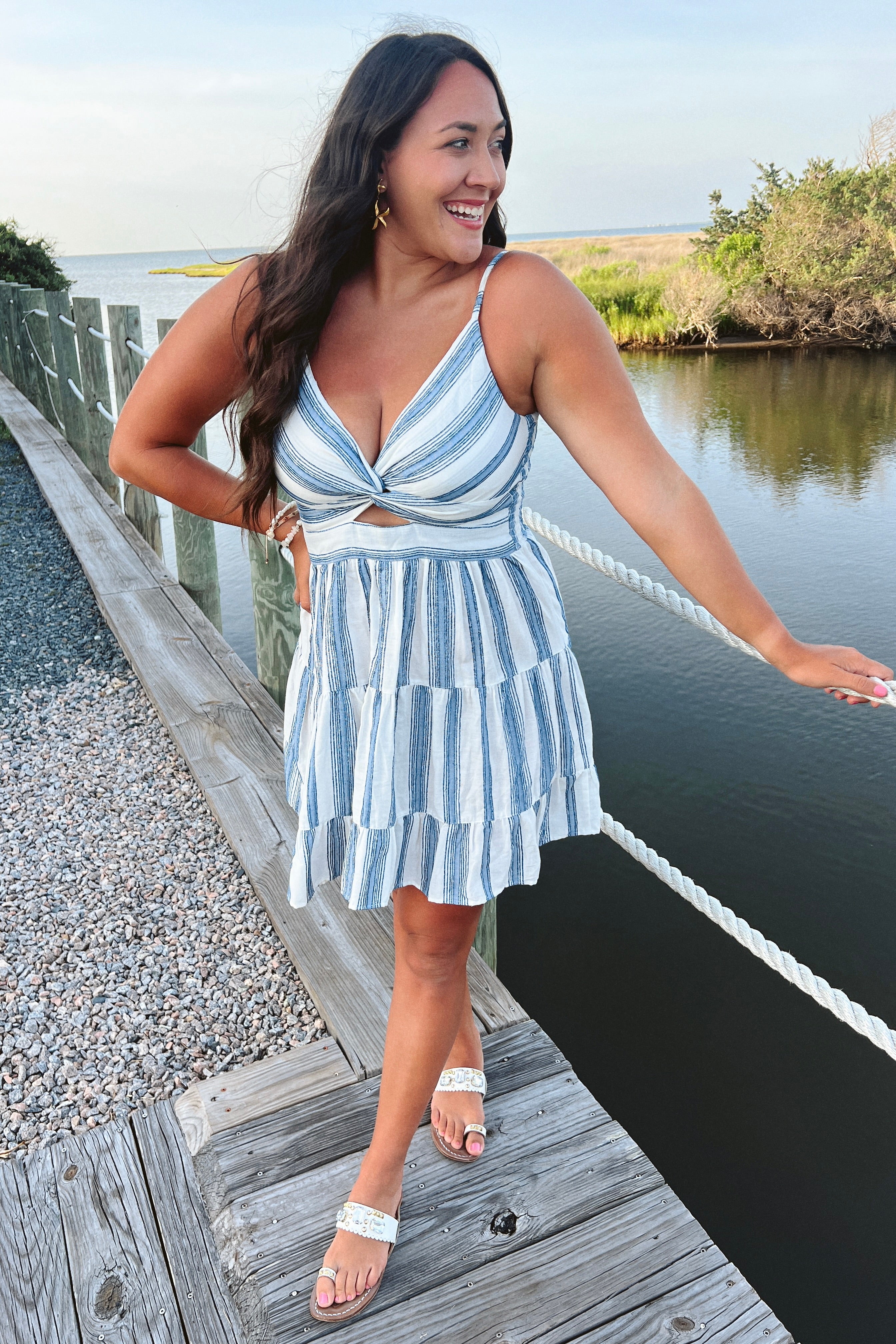 Santorini Striped Blue White Mini Dress