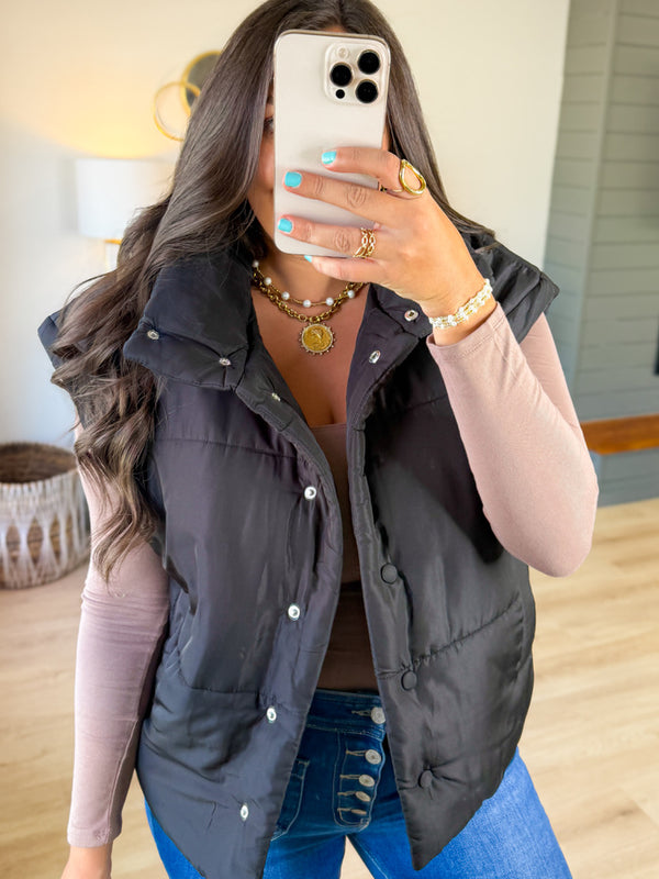 The Elle Puffer Vest– Black