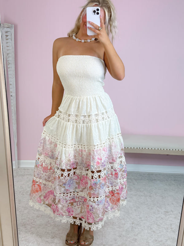 Zuri Faded Floral Eyelet Dress