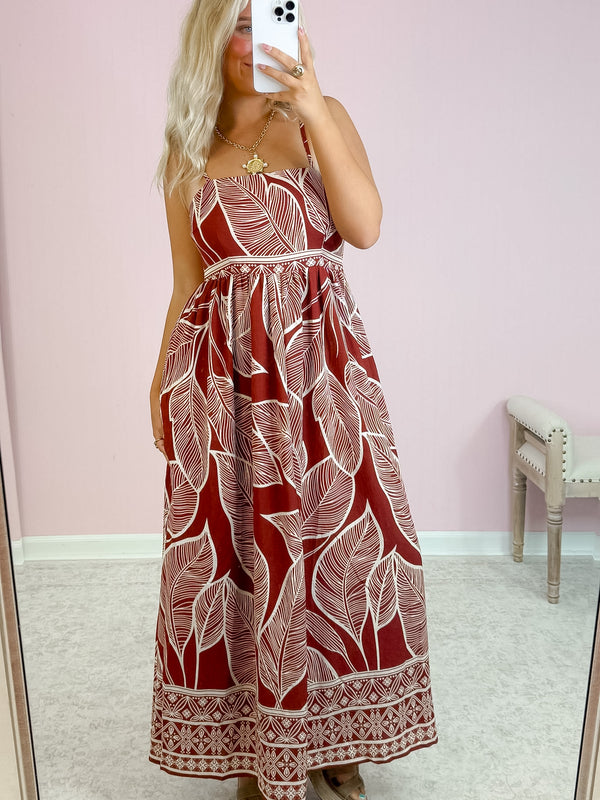 Rustic Leaf Maxi Dress