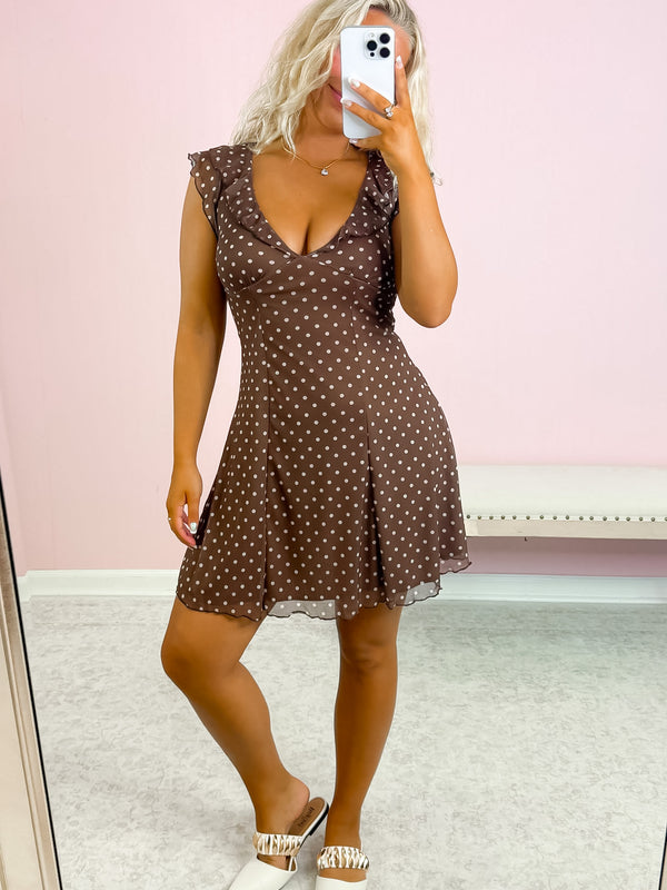 Espresso Date Polka Dot Dress