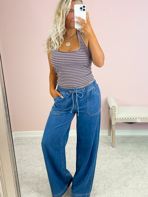The Wren Wide Leg Drawstring Jeans