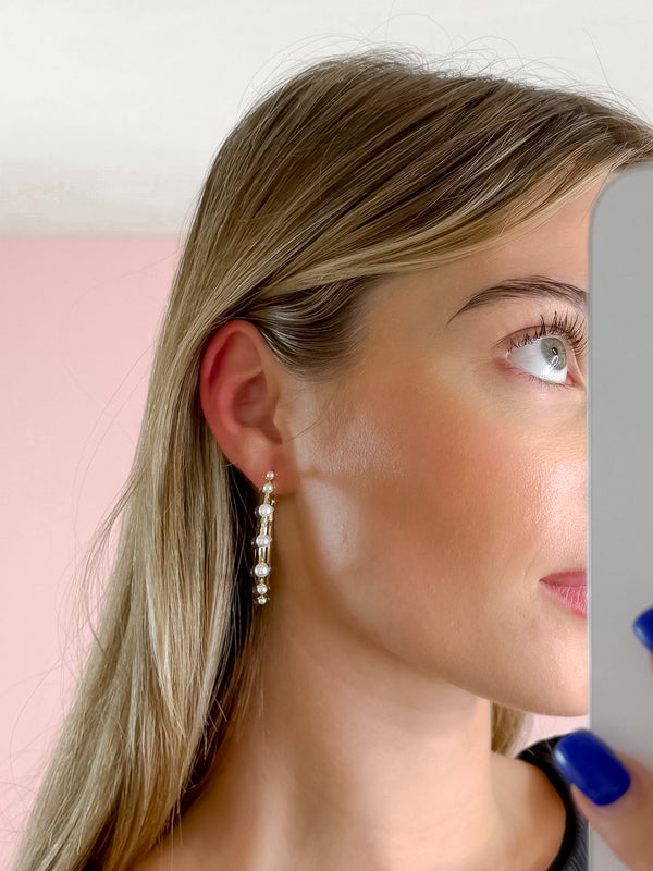 Pearl Studded Hoops