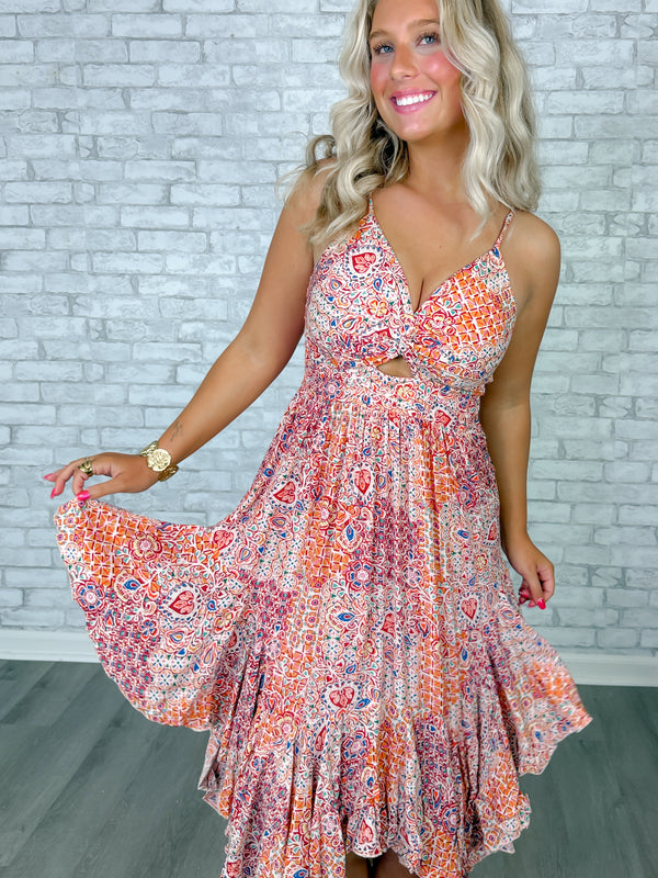 Sunset Cocktail Midi Dress
