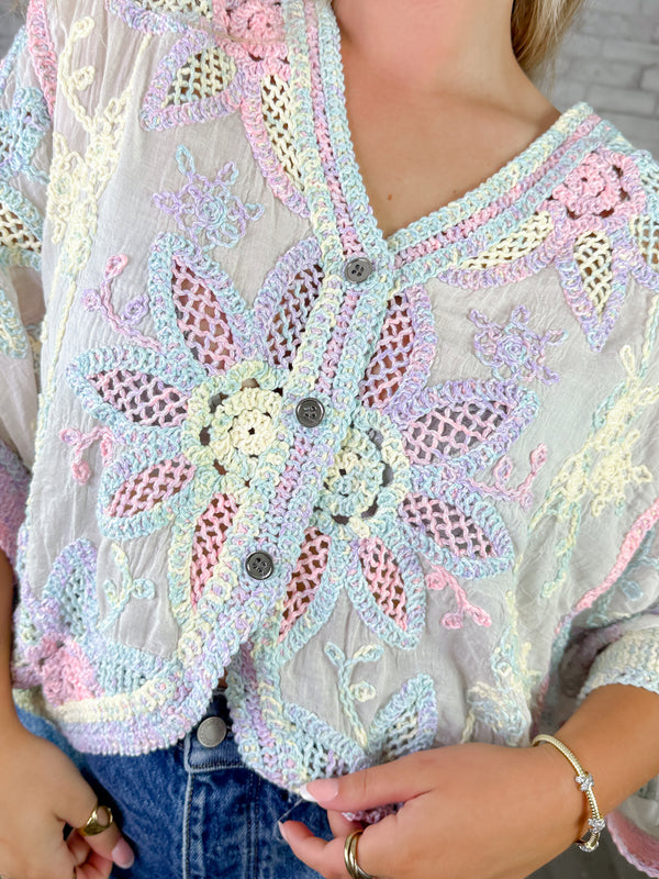 Sunday in Malibu Crochet Top- Pastel