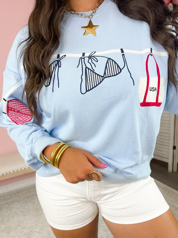 Born to Beach USA Sweatshirt- Blue