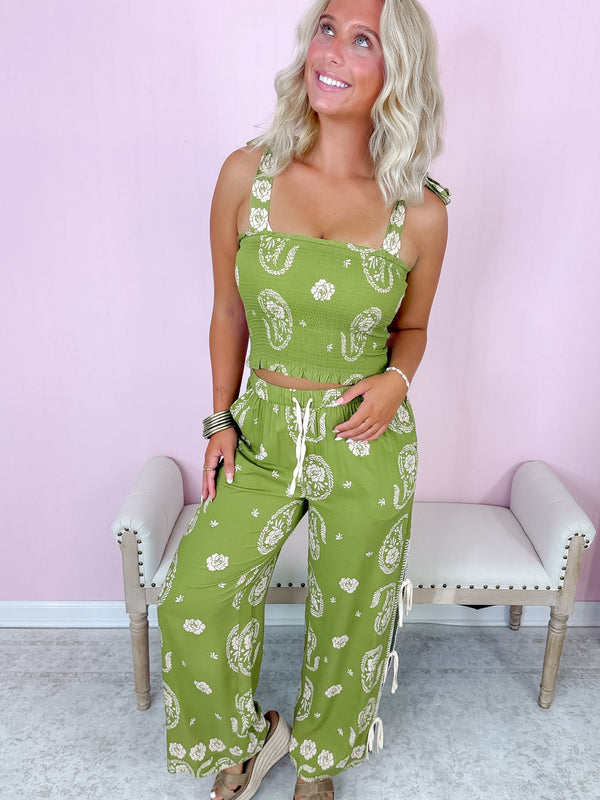 Tessa Green Smocked Top