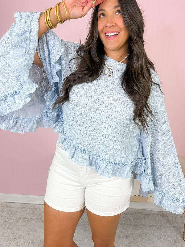 Birdie Lace Poncho Top- Blue