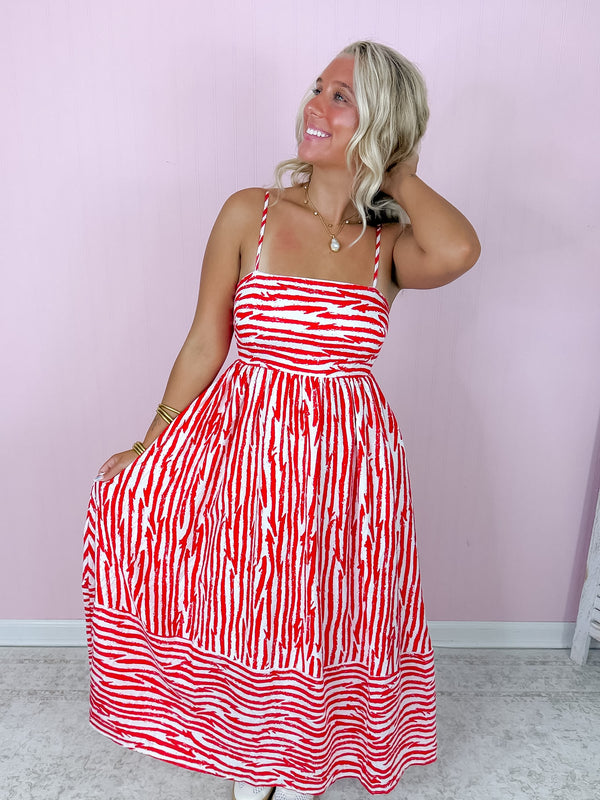 Electric Regatta Maxi Dress- Red