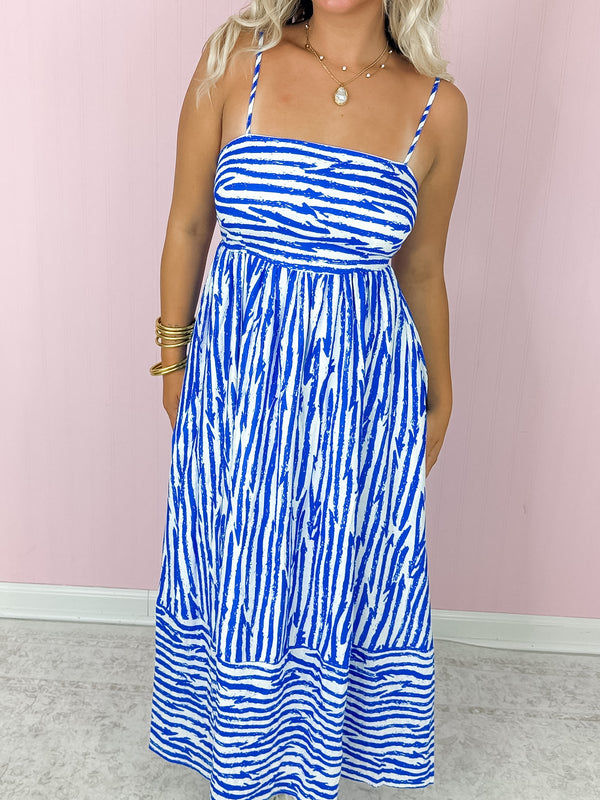 Electric Regatta Maxi Dress- Blue