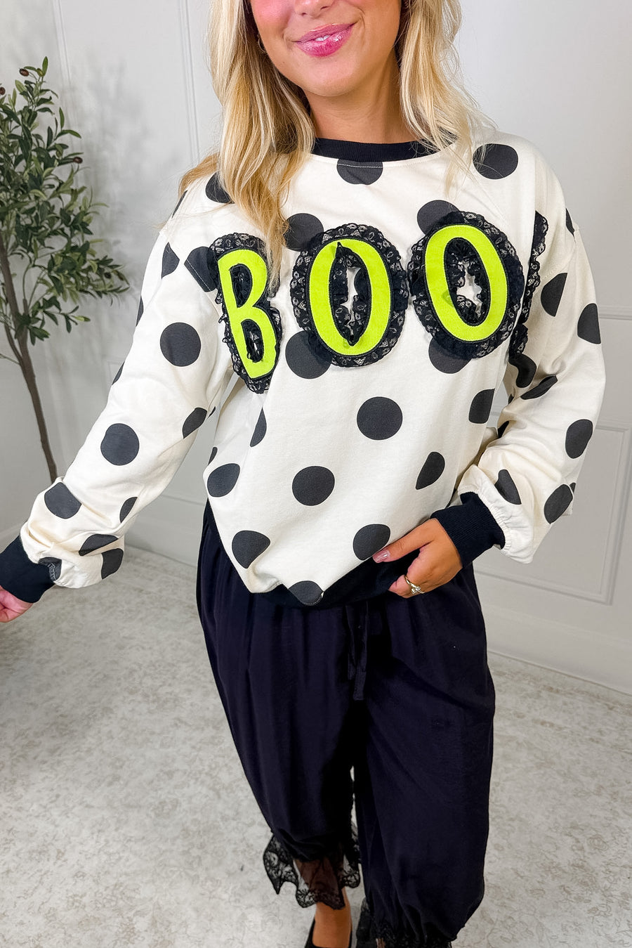 Boo'd Up Polka Dot Sweatshirt