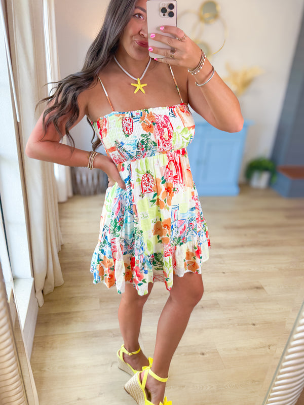 Painted Postcard Mini Dress