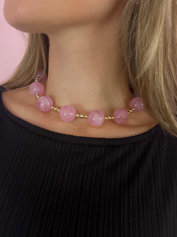 Juliette Beaded Magnetic Necklace- Pink