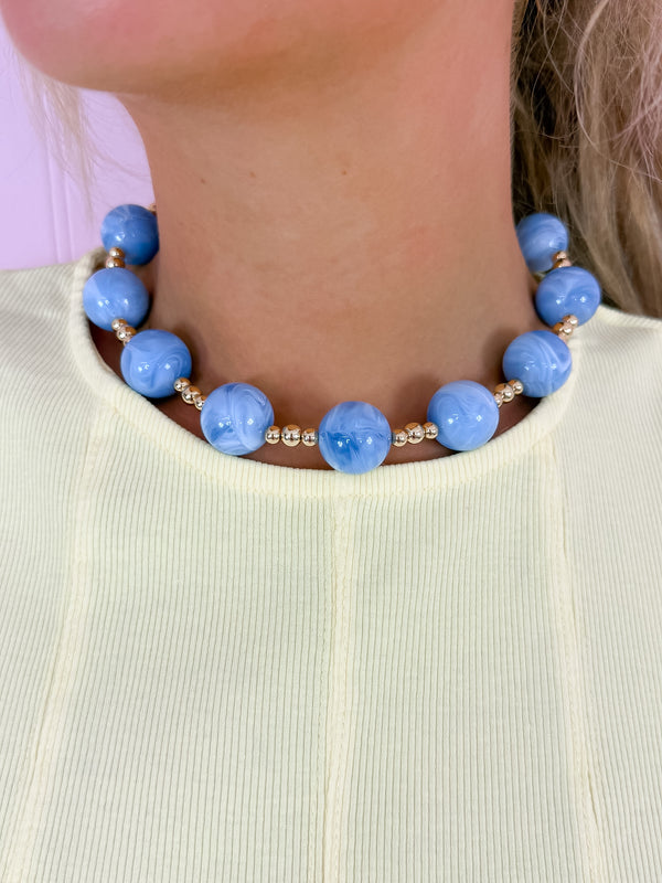 Juliette Beaded Magnetic Necklace- Blue