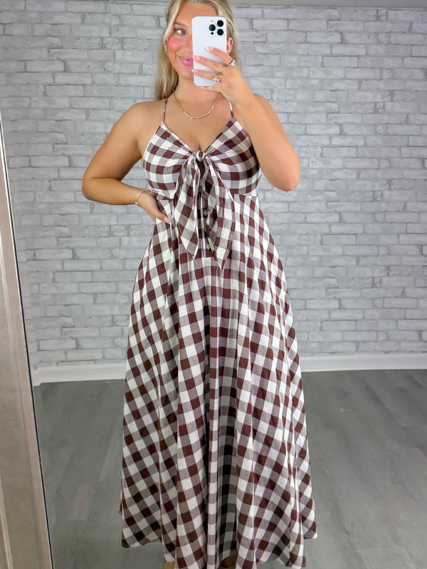 Maple Lane Gingham Midi Dress