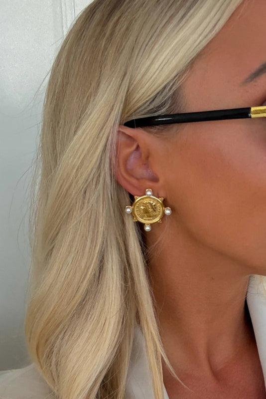 Pearl Coin Earrings